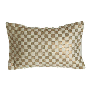 Bosie Cream and Gold Check Cushion | Kensington Townhouse