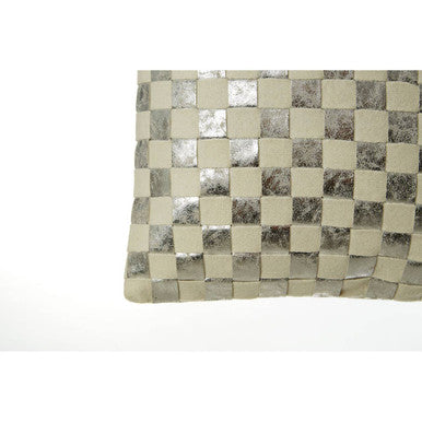 Bosie Square Ivory and Silver Check Cushion | Kensington Townhouse