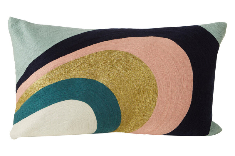 Curved Stripes Embroidered Cushion | Bosie Ozella