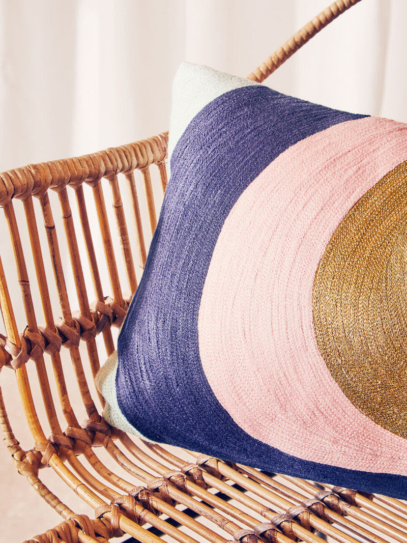 Curved Stripes Embroidered Cushion | Bosie Ozella
