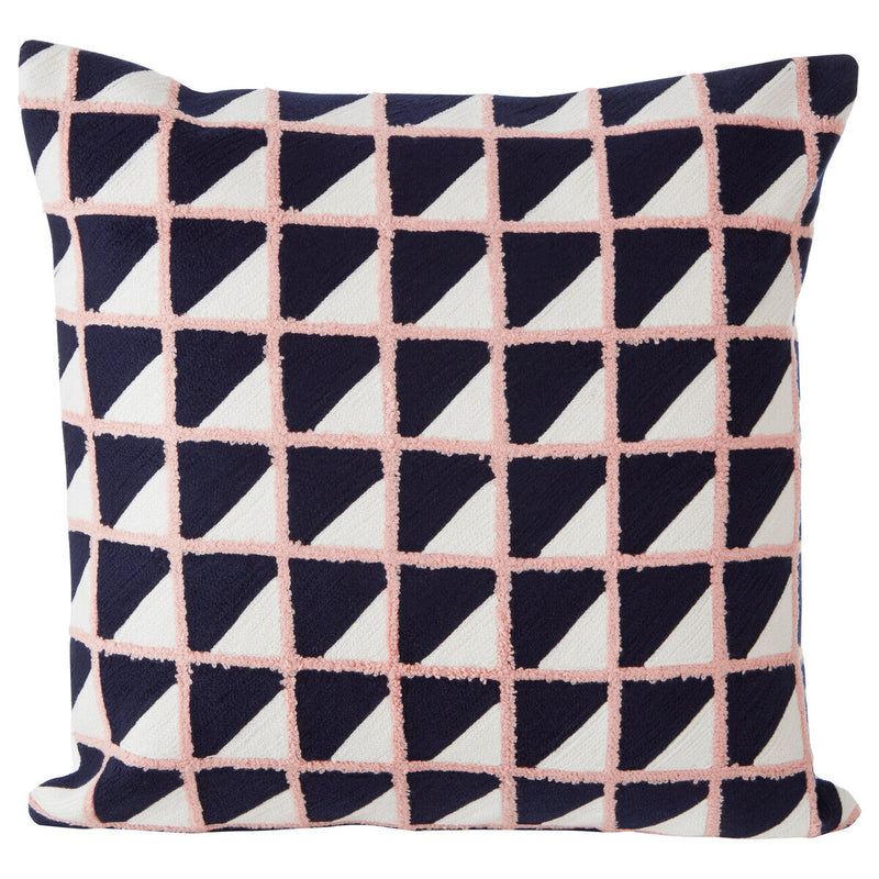 Grid Design Embroidered Cushion | Bosie Ozella