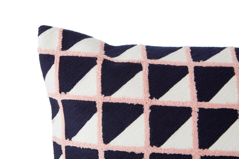 Grid Design Embroidered Cushion | Bosie Ozella