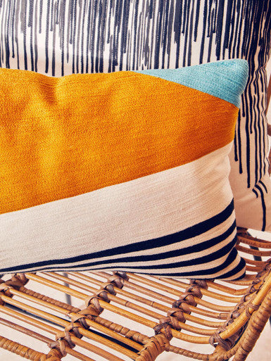 Black and White Embroidered Cushion | Bosie Ozella