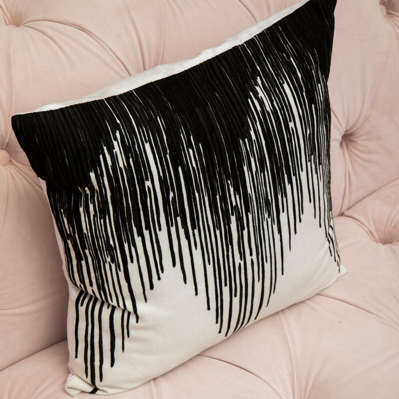 Black and White Embroidered Cushion | Bosie Ozella