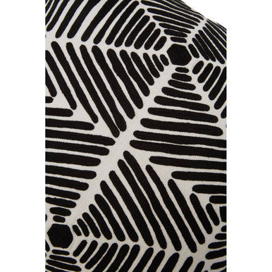 Black and White Square Embroidered Cushion | Bosie Ozella