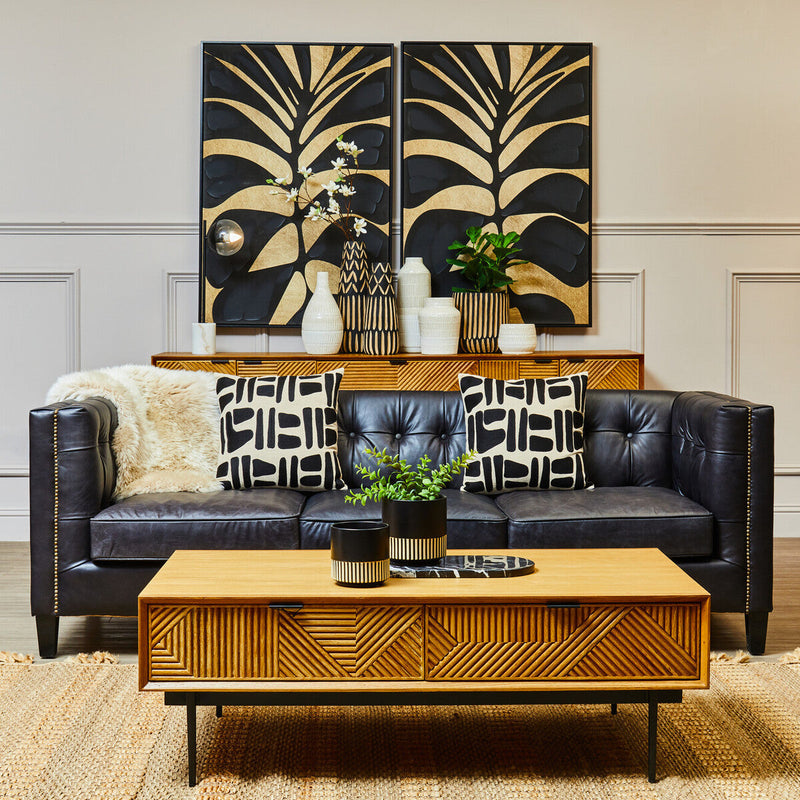 Natural and Black Square Cushion | Bosie Ozella