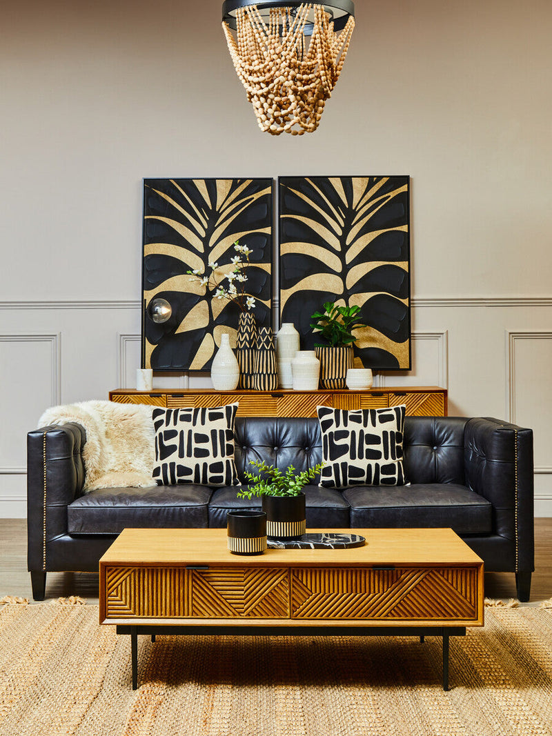 Natural and Black Square Cushion | Bosie Ozella