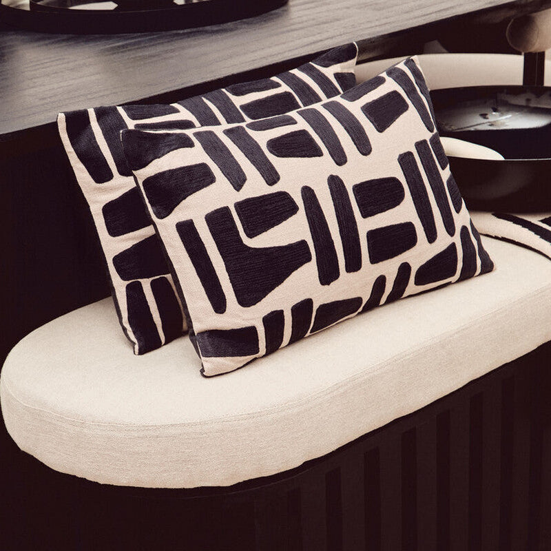 Natural and Black Rectangular Cushion | Bosie Ozella