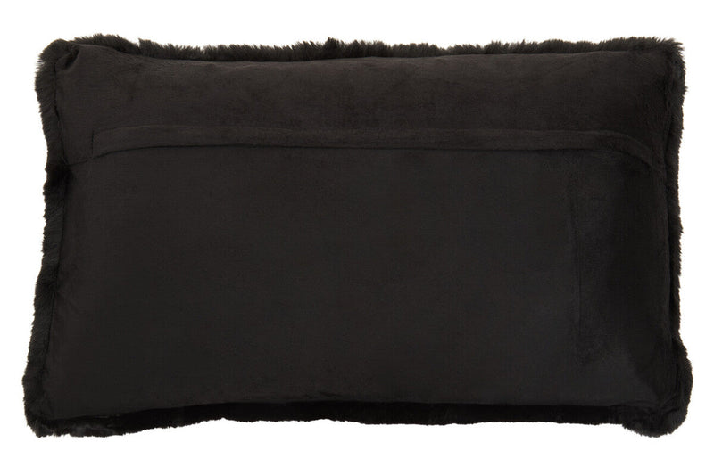 Bosie Black Rectangular Fur Cushion | Lamina