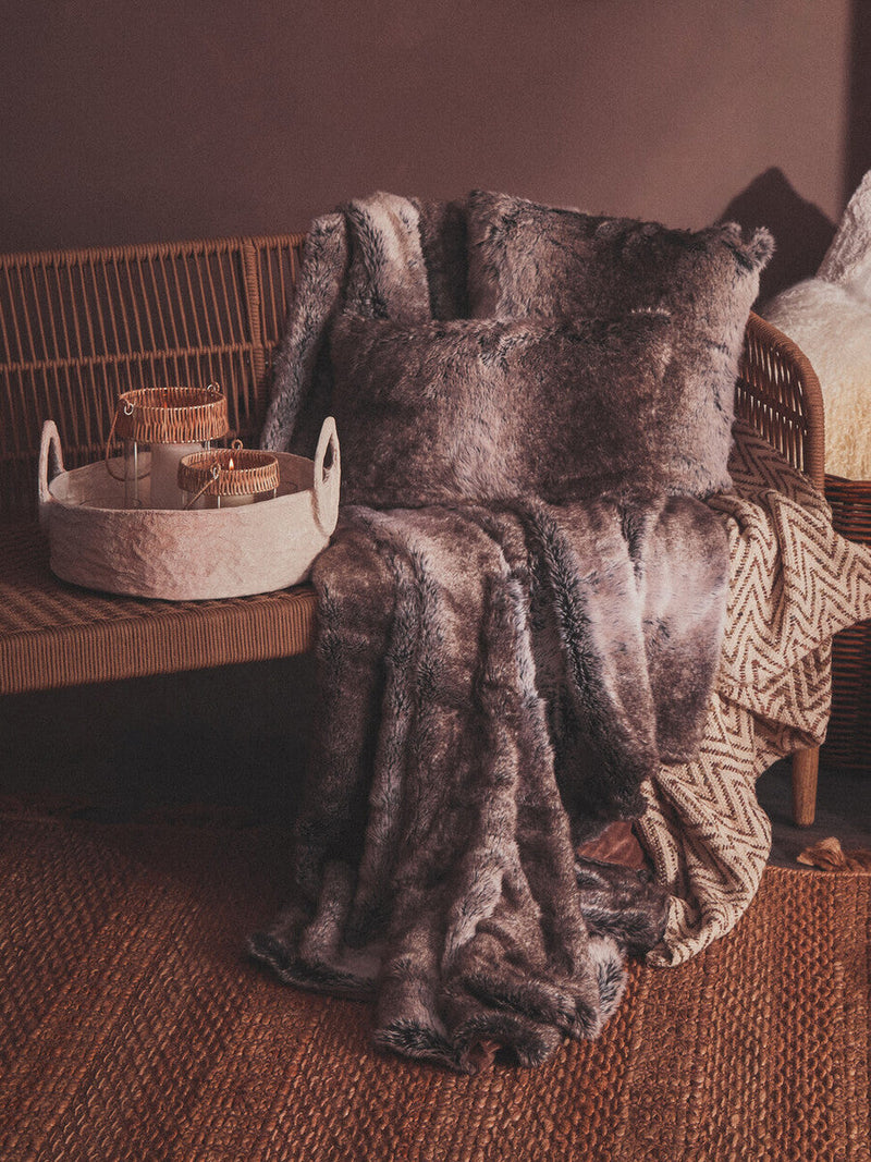 Bosie Mocha Ombre Square Fur Cushion | Lamina