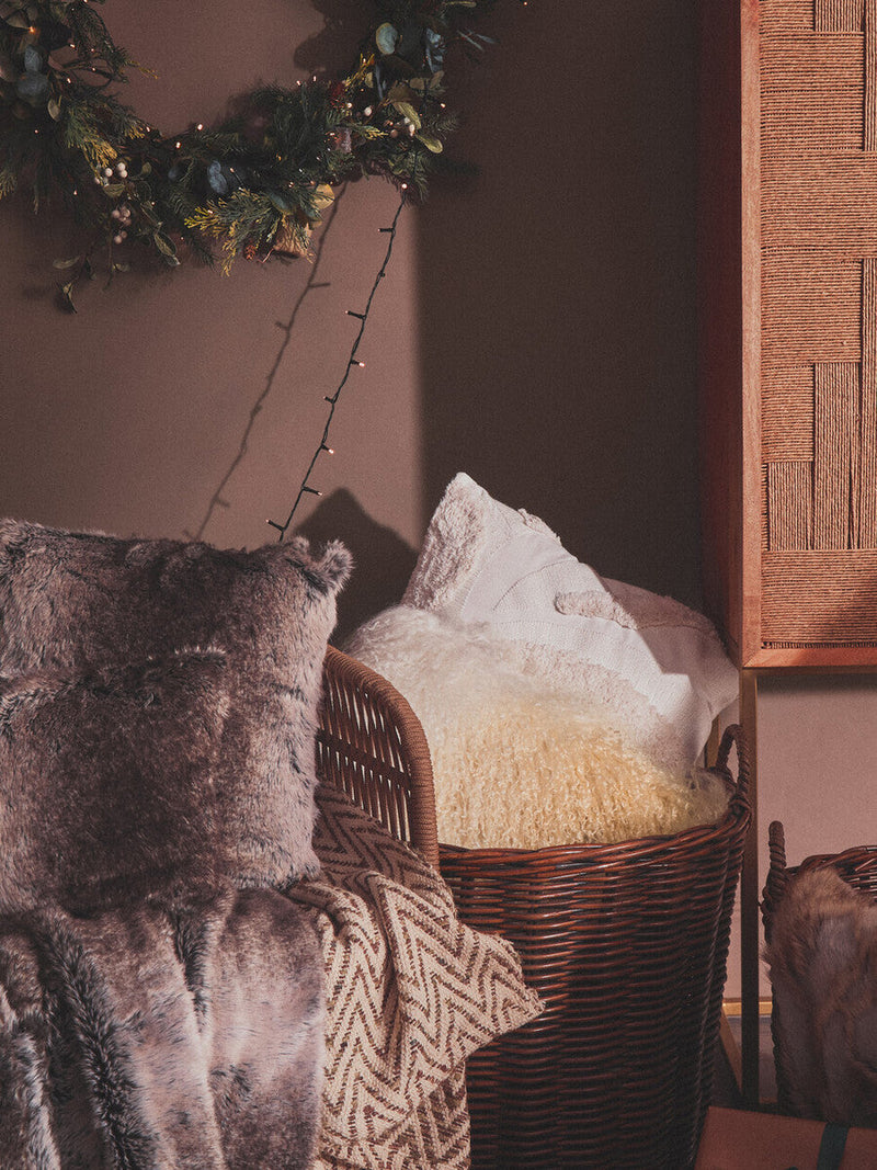 Bosie Mocha Ombre Square Fur Cushion | Lamina