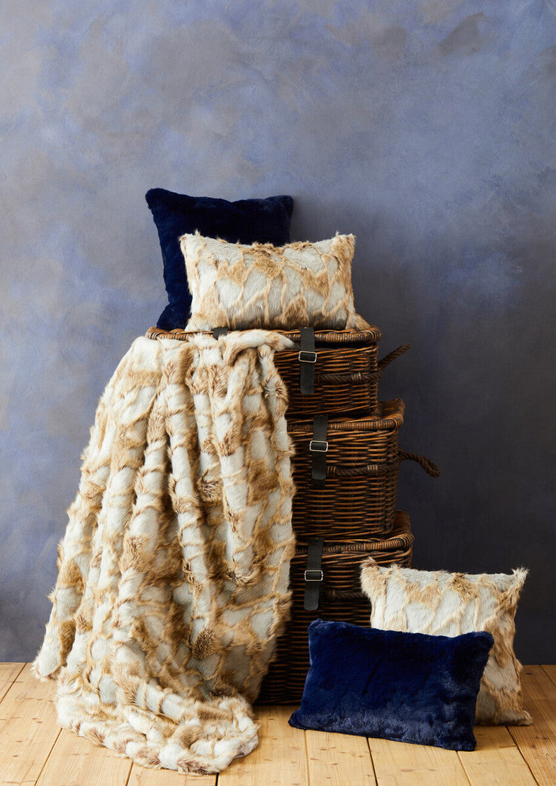 Bosie Grey and Natural Fur Throw | Lamina