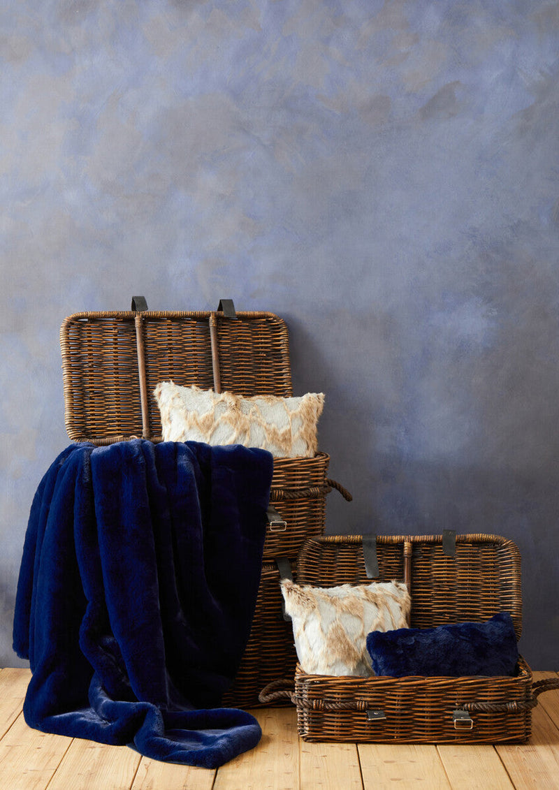 Bosie Grey and Natural Square Fur Cushion | Lamina