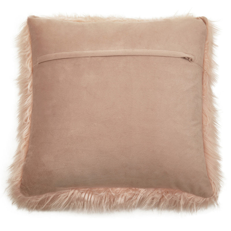 Bosie Faux Fur Pink Square Cushion | Mongolian
