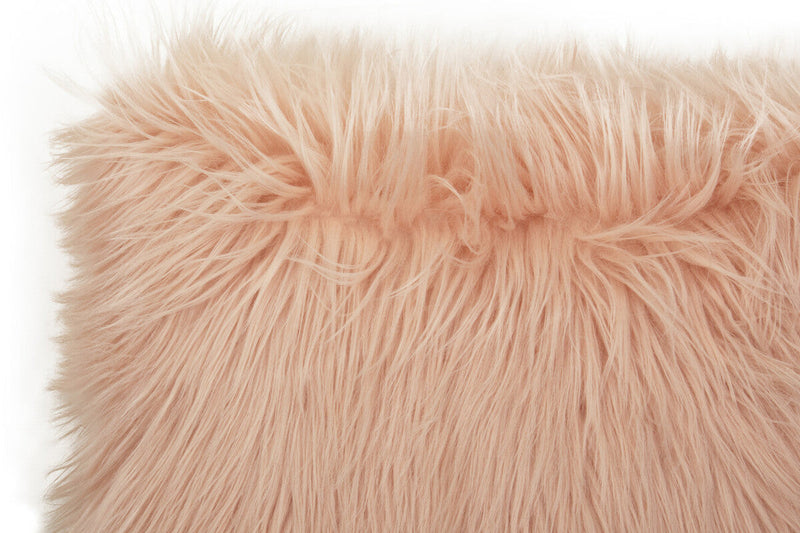 Bosie Faux Fur Pink Square Cushion | Mongolian