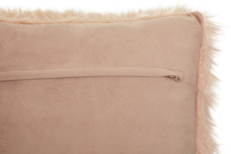 Bosie Faux Fur Pink Square Cushion | Mongolian