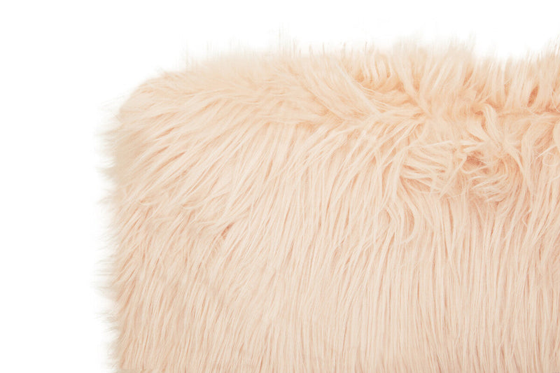 Bosie Faux Fur Pink Rectangular Cushion | Mongolian