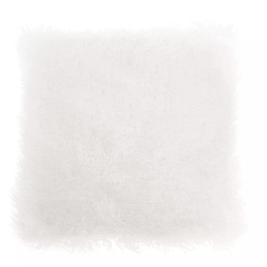 Bosie Real Fur White Square Cushion | Mongolian
