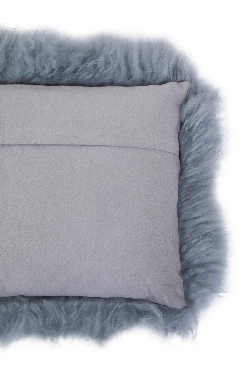 Bosie Real Fur Grey Rectangular Cushion | Mongolian