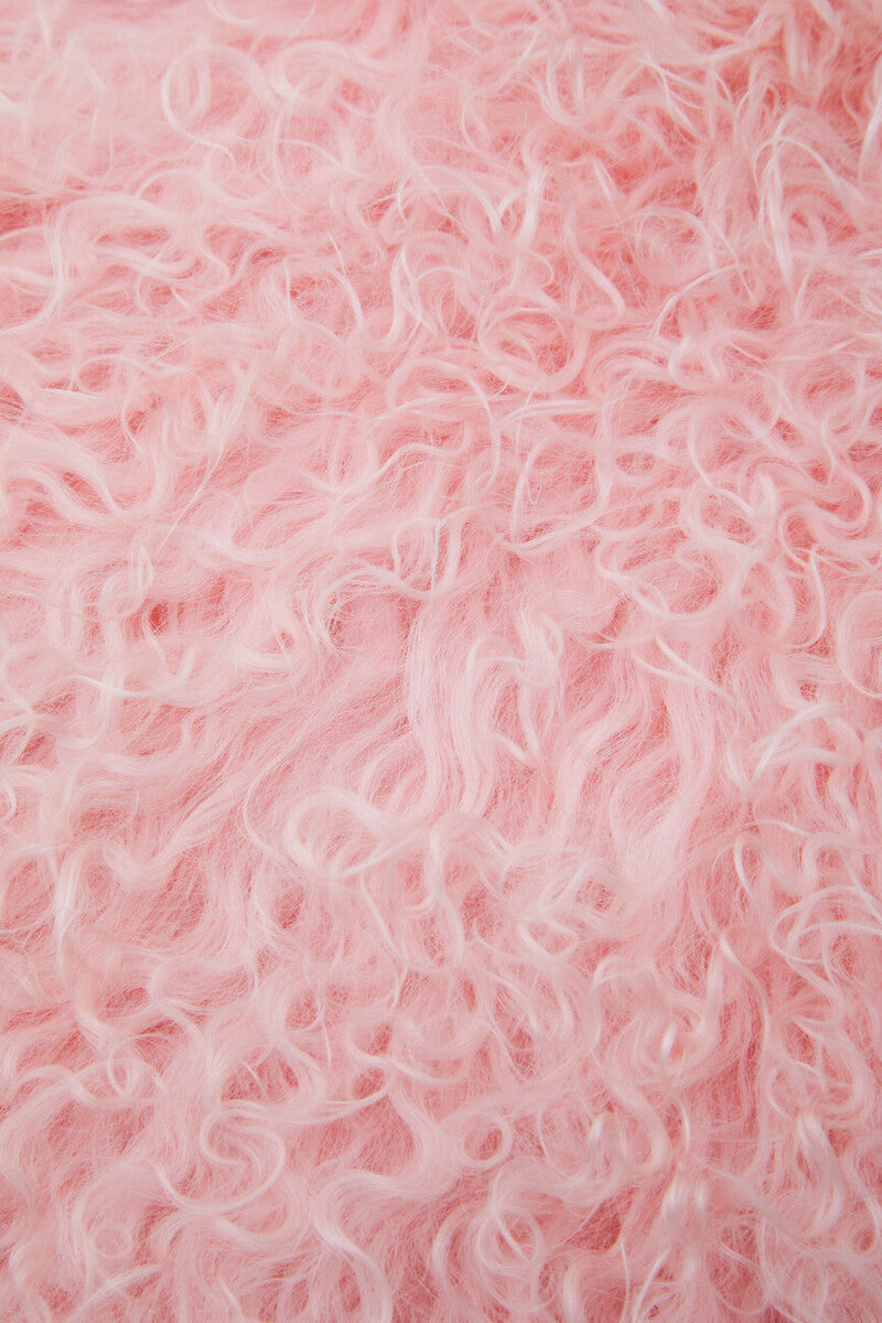 Bosie Real Fur Pink Rectangular Cushion | Mongolian