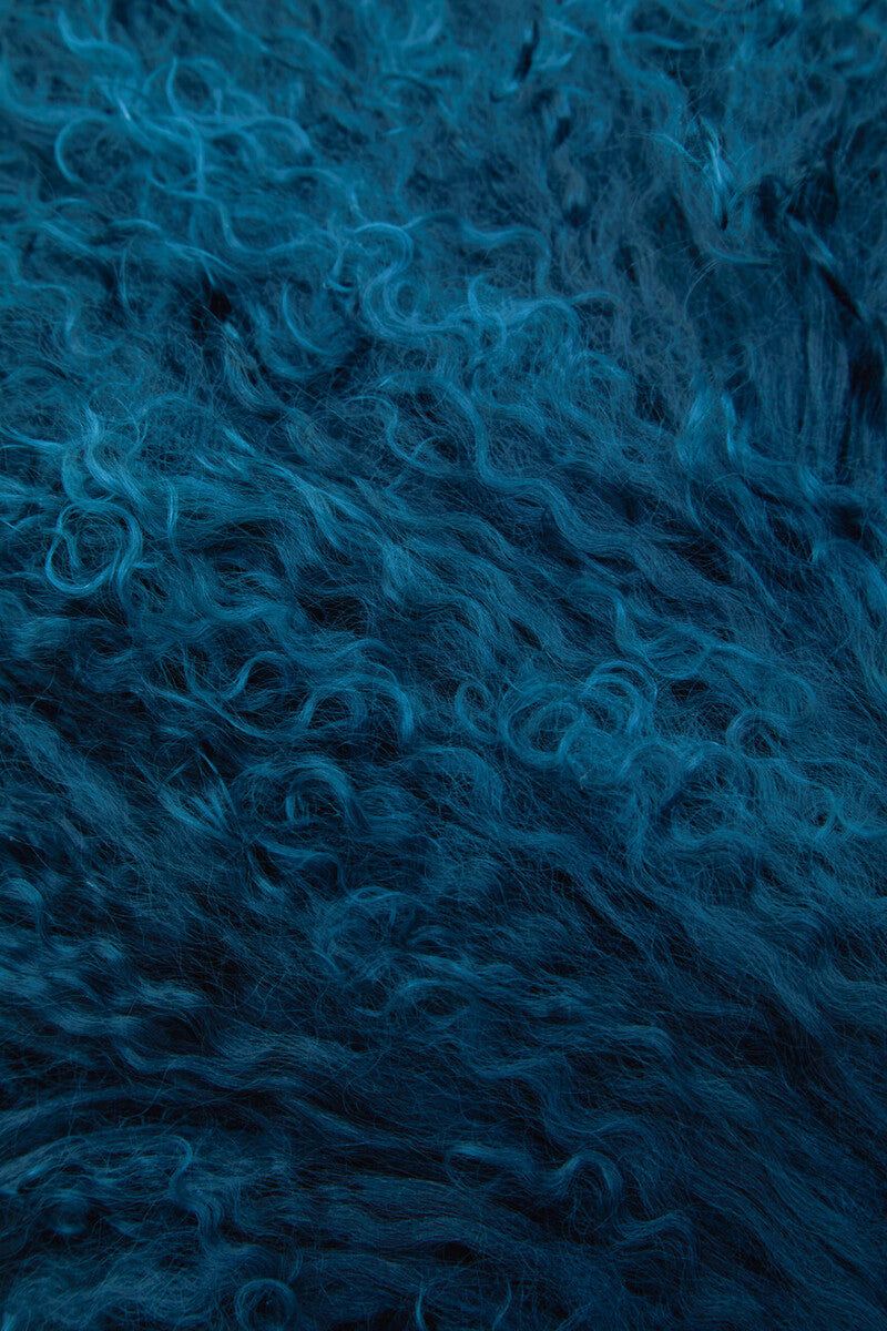 Bosie Real Fur Teal Rectangular Cushion | Mongolian