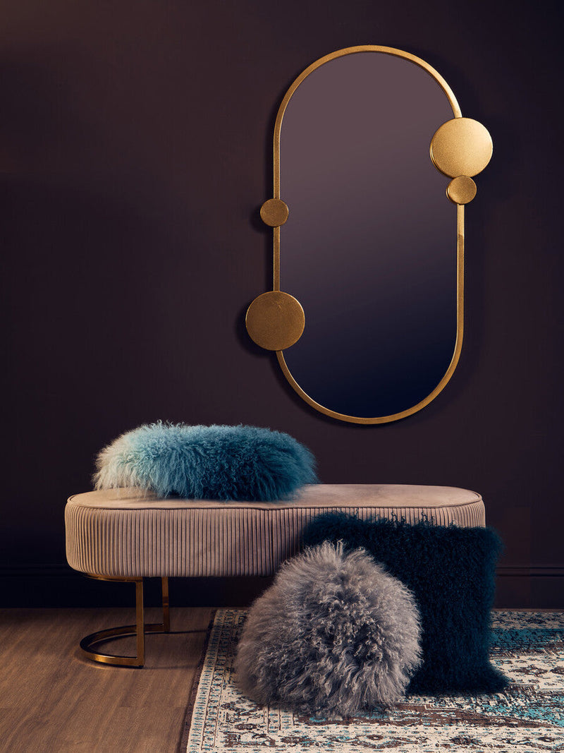 Bosie Real Fur Grey Round Cushion | Mongolian