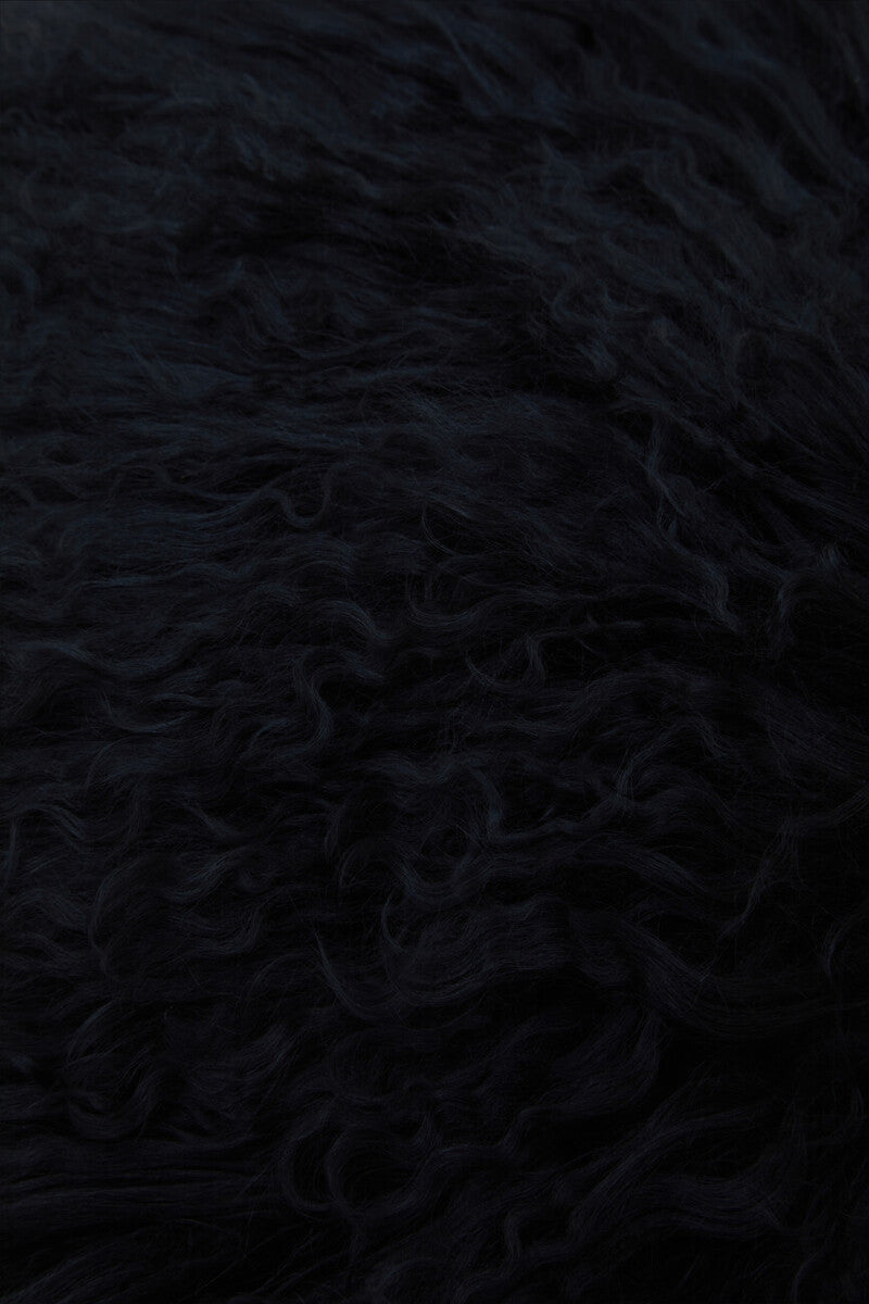 Bosie Real Fur Black Round Cushion | Mongolian