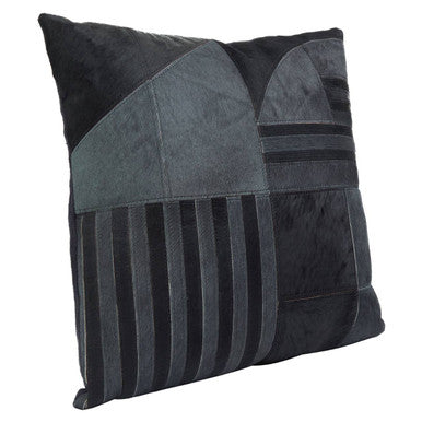 Bosie Black and Grey Hair on Leather Cushion | Safira