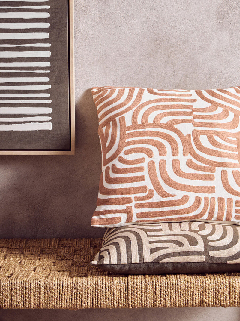 Natural and Terracotta Square Cushion | Bosie Ozella
