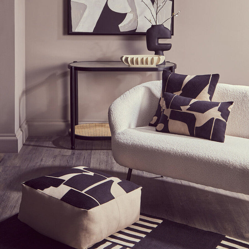 Natural and Black Square Floor Cushion | Bosie Ozella