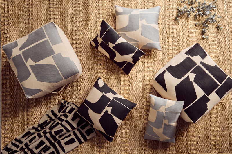 Natural and Black Square Floor Cushion | Bosie Ozella