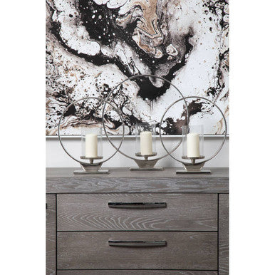 Medium Silver Finish Candle Holder | Cirqua