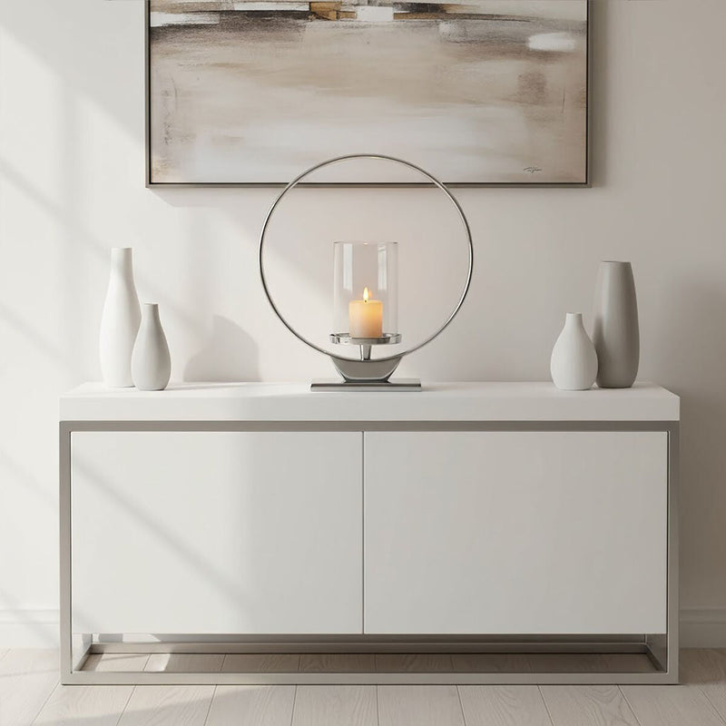 Medium Silver Finish Candle Holder | Cirqua