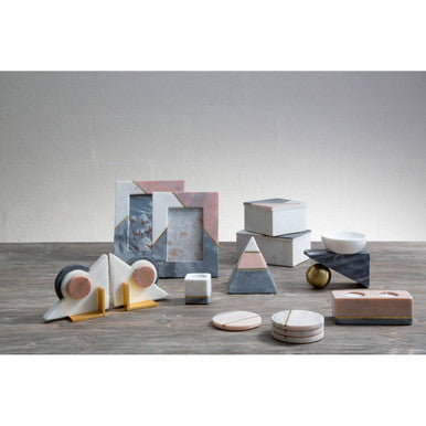 White and Grey Marble Tealight Holder | Kira