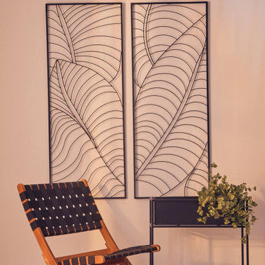 Large Black Leaf Design Wall Art | Trento