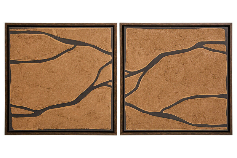 Set of 2 Brown and Black Textured Wall Art | Astratto