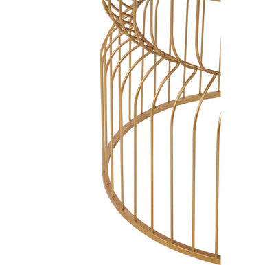 Round Gold Wireframe Side Table with Mirrored Top | Avantis