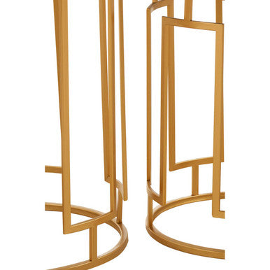 Set of 2 Gold Mirrored Top Round Side Tables with Gold Metal Frame | Avantis