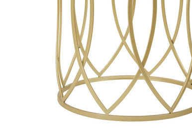 Set of 2 Mirrored Glass Top and Gold Champagne Finish Metal Frame Side Tables | Avantis
