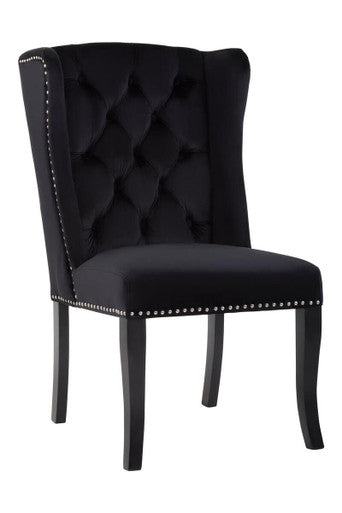Black Velvet Dining Chair with Dark Legs | Kensington Townhouse
