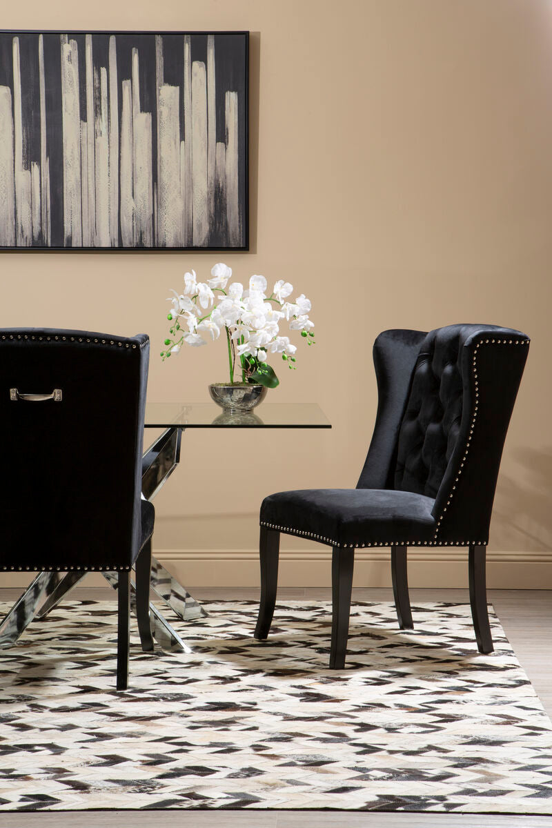 Black Velvet Dining Chair with Dark Legs | Kensington Townhouse