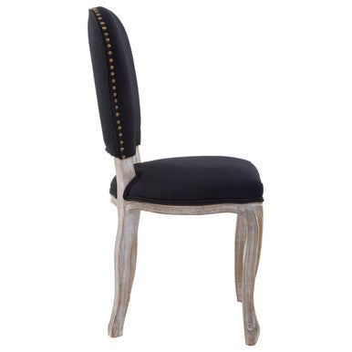 Black Linen Dining Chair with Antique Wood Legs | Kensington Townhouse