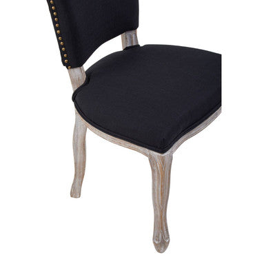 Black Linen Dining Chair with Antique Wood Legs | Kensington Townhouse