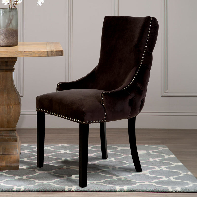 Grey Velvet Button Tufted Dining Chair | Kensington Townhouse