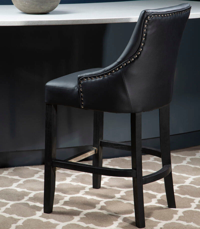 Charcoal Leather Effect Bar Chair | Kensington Townhouse