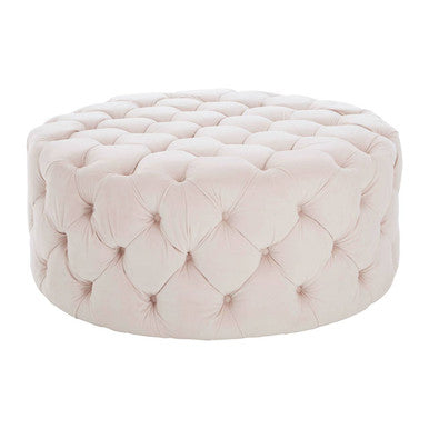 Pale Pink Velvet Round Ottoman Stool | Suri