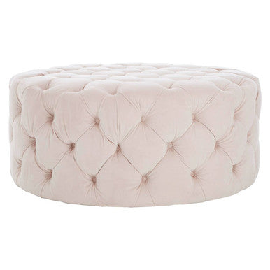 Pale Pink Velvet Round Ottoman Stool | Suri
