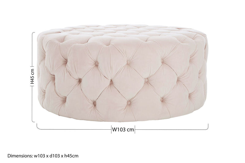 Pale Pink Velvet Round Ottoman Stool | Suri