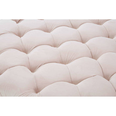 Pale Pink Velvet Round Ottoman Stool | Suri