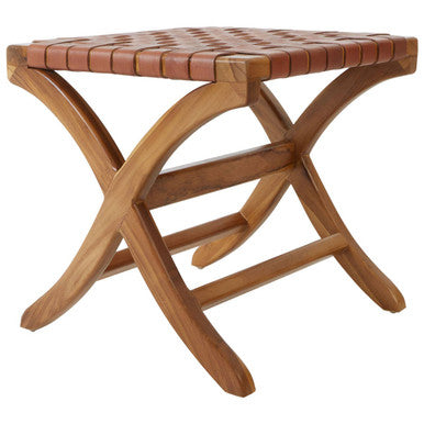 Brown Woven Leather Stool | Kendari